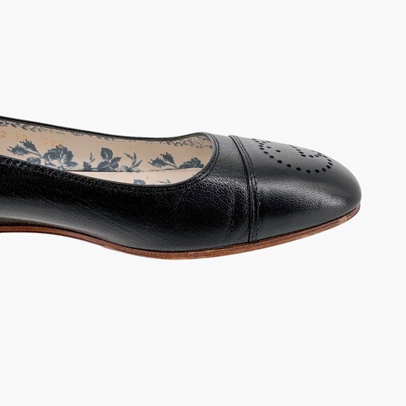 Gucci Hills GG Interlock Black Leather Cap Toe Ballet Flats Shoes Size 39 US 9 - Picture 12 of 16